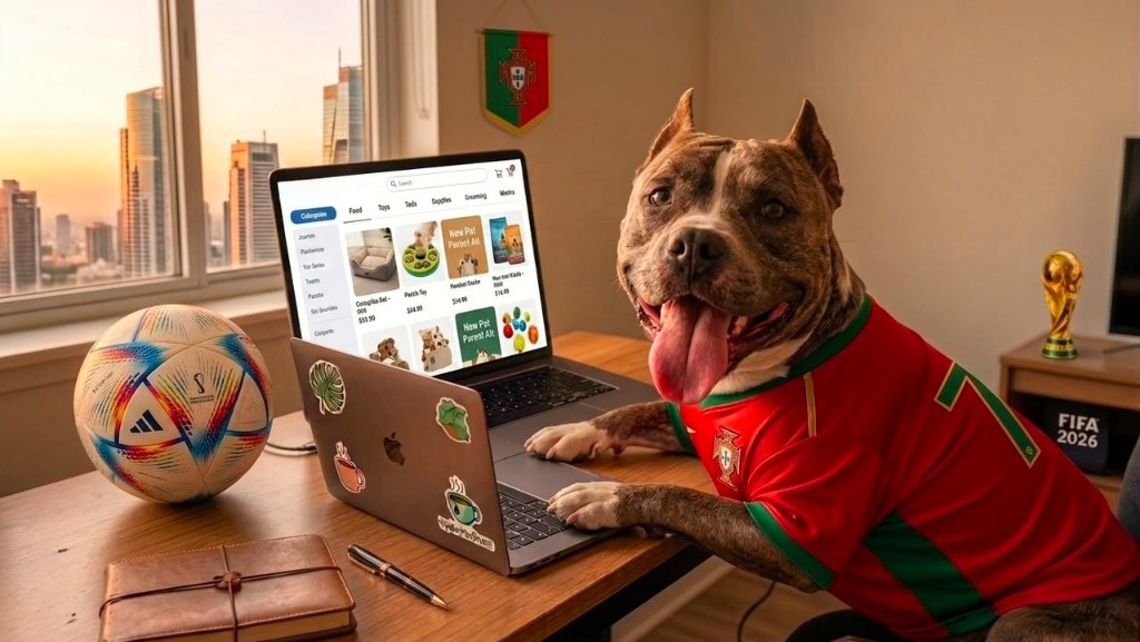 Dog wearing premium soccer jersey